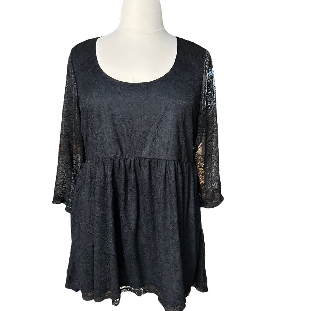 Torrid Black Lace‎ Long Sleeve Blouse Size: 2x